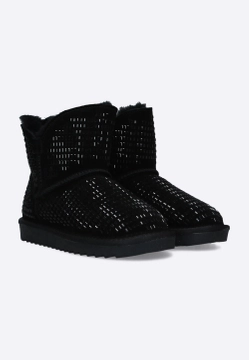 ŚNIEGOWCE DAMSKIE ZE SKÓRY ZAMSZOWEJ OZDOBIONE CZARNYMI CYRKONIAMI ARA 12-29903-01