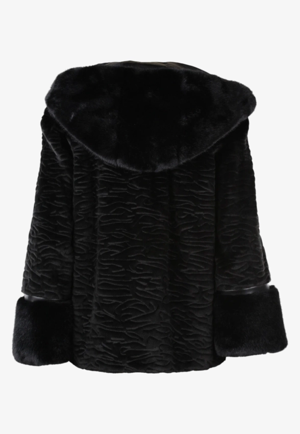 KRÓTKIE SZTUCZNE FUTERKO DAMSKIE Z KAPTUREM BLUE ENEMY DANY