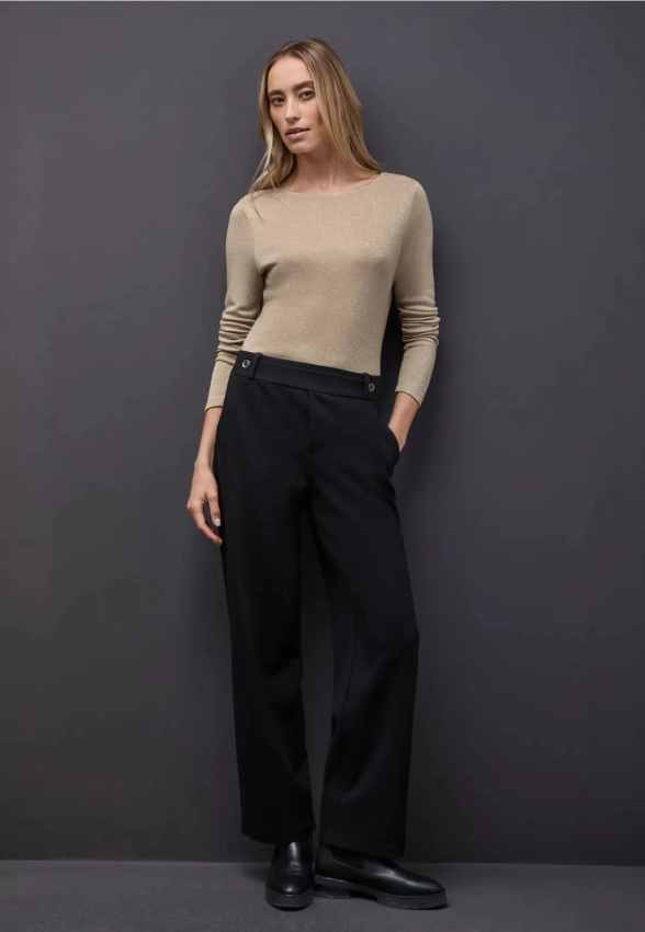 T-SHIRT DAMSKI Z DŁUGIM RĘKAWEM Z BŁYSZCZĄCĄ NITKĄ Z WISKOZY STREET ONE 5 323838