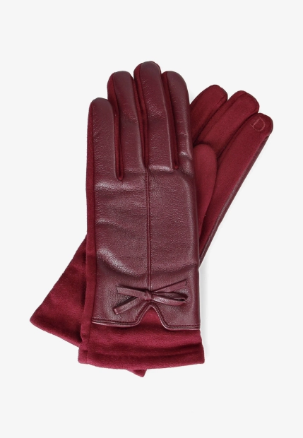 RĘKAWICZKI DAMSKIE Z MIĘKKIEJ SKÓRY EKOLOGICZNEJ I MATERIAŁU DIANA & CO DND8635