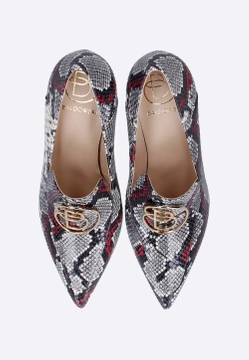 SZPILKI DAMSKIE SKÓRZANE Z WĘŻOWYM WZOREM BALDOWSKI D04265