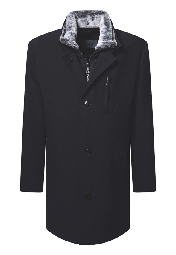 PŁASZCZ MĘSKI Z ODPINANĄ WASTAWKĄ Z FUTRZANYM KOŁNIERZEM PIERRE CARDIN C8 10183 0122
