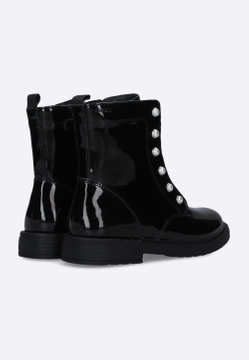 BOTKI DZIEWCZĘCE ZE SKÓRY EKOLOGICZNEJ LAKIEROWANEJ Z OZDOBNYMI PEREŁKAMI GEOX J269QG 000HH