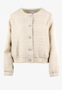 MARYNARKA DAMSKA TYPU BOMBERKA ZE STRUKTURALNEJ TKANINY Z POŁYSKUJACĄ NITKĄ ZAPS ALCAMO