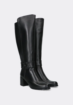 SKÓRZANE KOZAKI DAMSKIE NA OBCASIE ACCADEMIA 6362