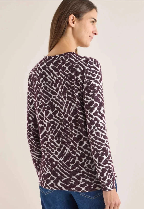 SWETER DAMSKI Z GRAFICZNYM NADRUKIEM Z MIESZAKI WISKOZY CECIL 4 324148