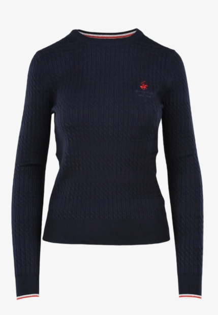 SWETER DAMSKI Z WARKOCZOWYM SPLOTEM BEVERLY HILLS POLO CLUB M537390