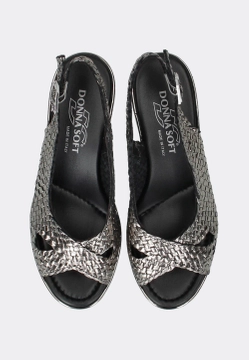 SKÓRZANE PLECIONE SANDAŁY DAMSKIE NA KOTURNIE DONNA SOFT DS2056