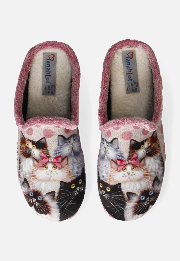 PANTOFLE DAMSKIE Z NADRUKIEM W KOTKI TANAHLOT II9354755