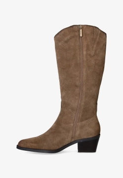 ZAMSZOWE WYSOKIE KOWBOJKI DAMSKIE OZDOBIONE FRĘDZLAMI CARMELA 162664