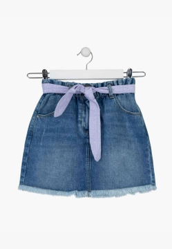 SPÓDNICA JEANSOWA DZIEWCZĘCA Z OZDOBNYM MATERIAŁOWYM PASKIEM LOSAN 51004477