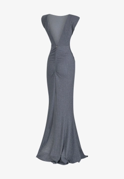 DŁUGA SUKIENKA DAMSKA Z ODKRYTYMI PLECAMI I EFEKTEM BŁYSKU ARTIGLI ACAB003142