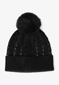 CZAPKA DAMSKA Z POMPONEM OZDOBIONA CYRKONIAMI GUESS AW5385 POL01