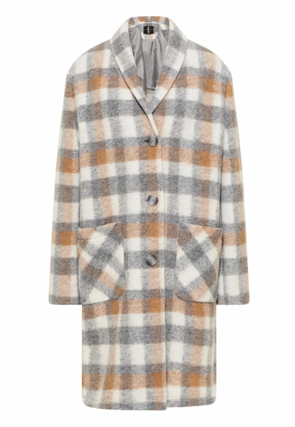 WEŁNIANY PŁASZCZ DAMSKI W KRATĘ BARBARA LEBEK 10120022