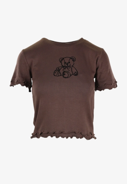 T-SHIRT DAMSKI Z FALBANKOWYM WYKOŃCZENIEM HAILYS SYN-BB2501014