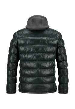 PIKOWANA SKÓRZNANA KURTKA MĘSKA Z ODPINANYM KAPTUREM MILESTONE 531019 21360