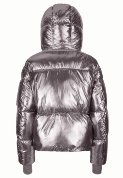 PIKOWANA KURTKA DAMSKA Z BŁYSZCZĄCEGO MATERIAŁU Z KAPTUREM GEOX W5628B T3292