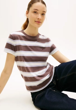 T-SHIRT DAMSKI Z KTÓTKIM RĘKAWEM W PASY TOMMY JEANS DW0DW21834