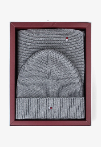 KOMPLET MĘSKI CZAPKA I SZALIK Z DOMIESZKĄ KASZMIRU TOMMY HILFIGER AM0AM13807C