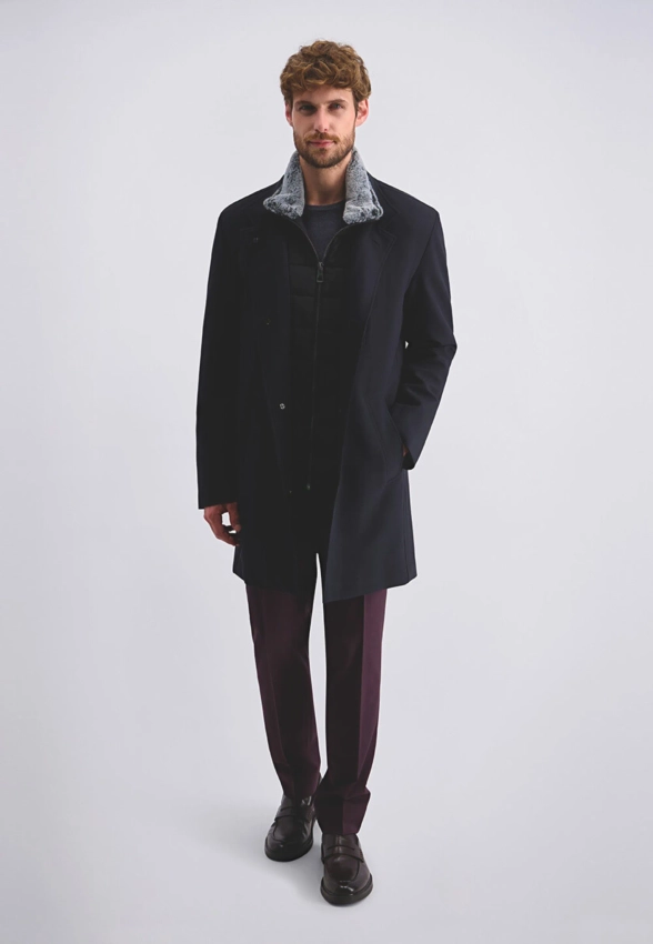 PŁASZCZ MĘSKI Z ODPINANĄ WASTAWKĄ Z FUTRZANYM KOŁNIERZEM PIERRE CARDIN C8 10183 0122