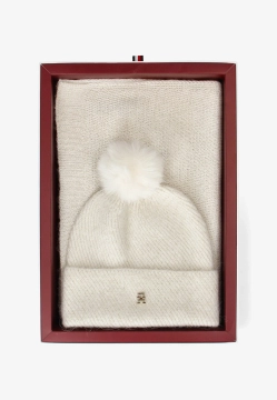 KOMPLET DAMSKI CZAPKA I SZLIK Z DOMIESZKĄ WEŁNY I ALPAKI TOMMY HILFIGER AW0AW17995C