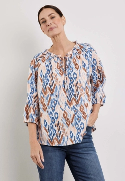 LNIANA BLUZKA DAMSKA Z MARSZCZONYM DEKOLTEM GERRY WEBER 260064-66229