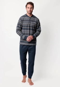 CIEPŁA PIŻAMA MĘSKA Z DŁUGIM RĘKAWEM ADMAS 63801