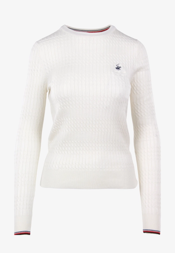 SWETER DAMSKI Z WARKOCZOWYM SPLOTEM BEVERLY HILLS POLO CLUB M537390