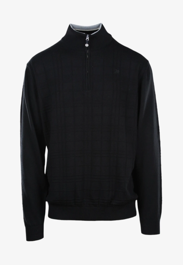 WEŁNIANY SWETER MĘSKI Z PÓŁGOLFEM ZAPINANY NA ZAMEK GREEN COAST GC25AIW52612