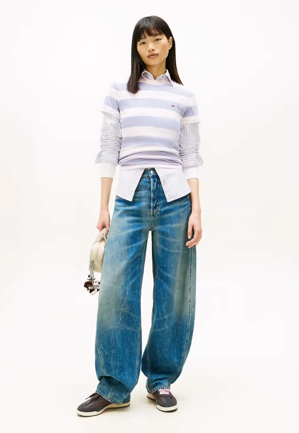 T-SHIRT DAMSKI Z KTÓTKIM RĘKAWEM W PASY TOMMY JEANS DW0DW21834