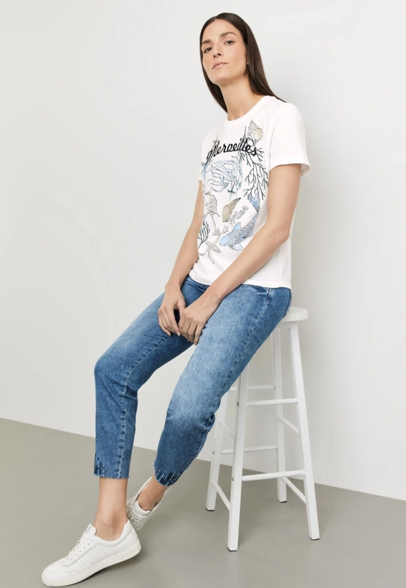 T-SHIRT DAMSKI Z MORSKIM NADRUKIEM GERRY WEBER 270023-44027