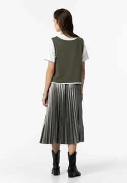 METALICZNA PLISOWANA SPÓDNICA MIDI TIFFOSI 10057039
