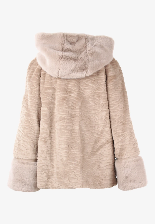 KRÓTKIE SZTUCZNE FUTERKO DAMSKIE Z KAPTUREM BLUE ENEMY DANY