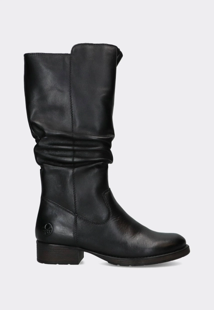 SKÓRZANE KOZAKI DAMSKIE NA PŁASKIM OBCASIE RIEKER Z9563-00