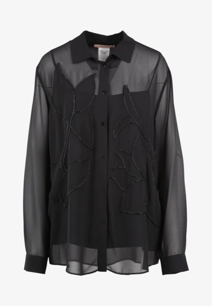 KOSZULA DAMSKA Z ŻORŻETY Z HAFTEM I APLIKACJĄ Z KORALIKÓW PENNYBLACK AGONE