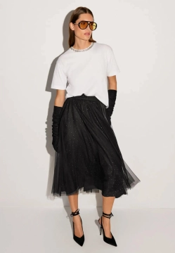 TIULOWA SPÓDNICA DAMSKA Z TASIEMKĄ Z LOGO JOOP! 30100212