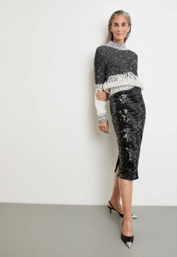 OŁÓWKOWA SPÓDNICA DAMSKA Z CEKINAMI GERRY WEBER 210023-31529