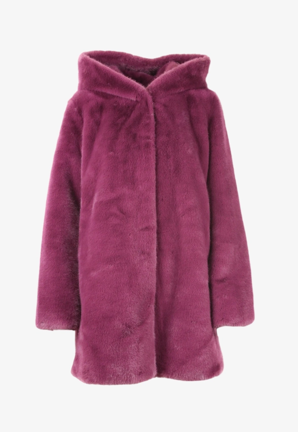 PŁASZCZ DAMSKI ZE SZTUCZNEGO FUTERKA Z KAPTUREM CENSURED CW1881 FRN5