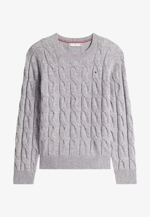 WEŁNIANY SWETER DAMSKI Z WARKOCZOWYM SPLOTEM TOMMY HILFIGER WW0WW43586