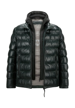 PIKOWANA SKÓRZNANA KURTKA MĘSKA Z ODPINANYM KAPTUREM MILESTONE 531019 21360
