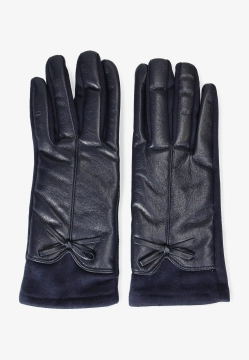 RĘKAWICZKI DAMSKIE Z MIĘKKIEJ SKÓRY EKOLOGICZNEJ I MATERIAŁU DIANA & CO DND8635