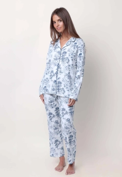 BAWEŁNIANA PIŻAMA DAMSKA ZAPINANA NA GUZIKI Z NADRUKIEM ADMAS 63584