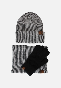 KOMPLET DAMSKI CZAPKA RĘKAWICZKI I KOMIN Z DOMIESZKĄ WEŁNY PEPE MOLL 252850