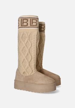 KOZAKI DAMSKIE NA PLATFORMIE Z DZIANINOWĄ CHOLEWKĄ LAURA BIAGIOTTI 9268