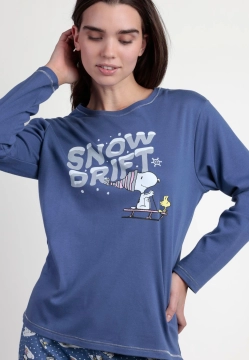 BAWEŁNIANA PIŻAMA DAMSKA SNOOPY Z DŁUGIM RĘKAWEM ADMAS Z KOLEKCJI PEAUTS 63424