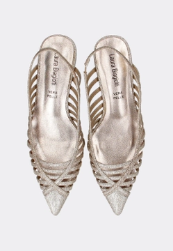 BŁYSZCZĄCE CZÓŁENKA DAMSKIE Z ODKRYTĄ PIĘTĄ LAURA BIAGIOTTI 8580