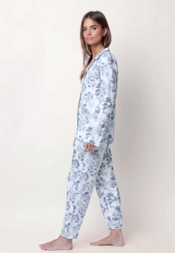 BAWEŁNIANA PIŻAMA DAMSKA ZAPINANA NA GUZIKI Z NADRUKIEM ADMAS 63584