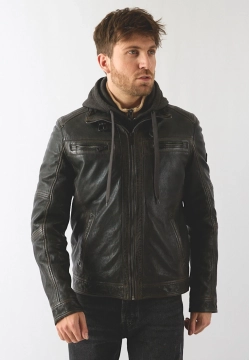 KURTKA MĘSKA SKÓRZANA Z ODPINANĄ WSTAWKĄ Z KAPTUREM DONDERS 52425