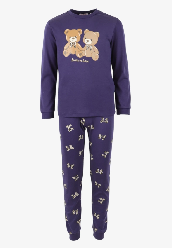 BAWEŁNIANA PIŻAMA DZIEWCZĘCA Z NADRUKIEM W MISIE I KOKARDKI Z ORIGINAL MARINES DFA3782FA