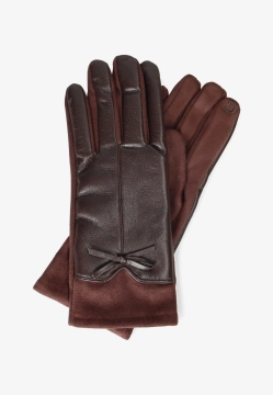 RĘKAWICZKI DAMSKIE Z MIĘKKIEJ SKÓRY EKOLOGICZNEJ I MATERIAŁU DIANA & CO DND8635